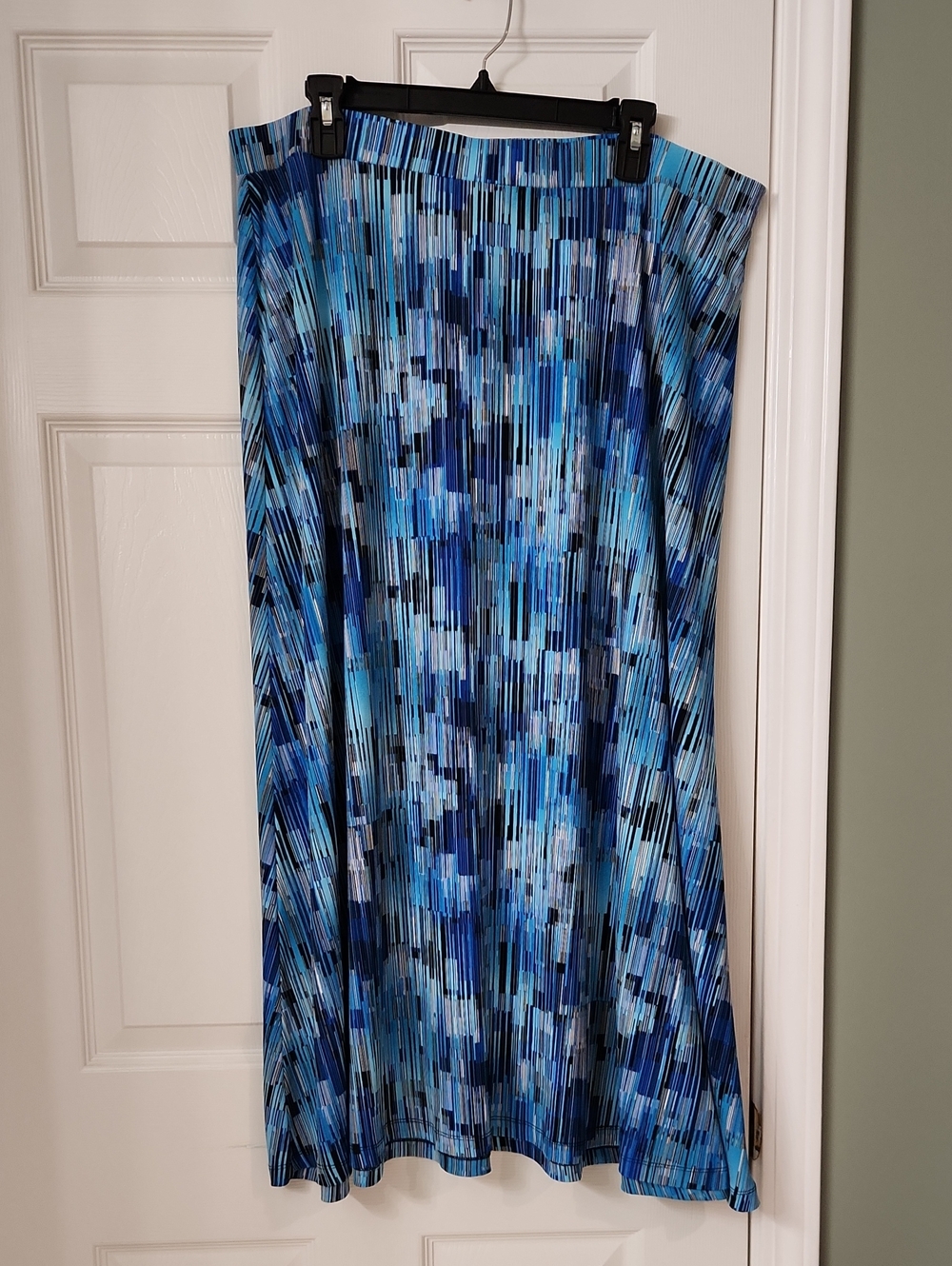 Kasper Blue Multi-Pattern Maxi Skirt